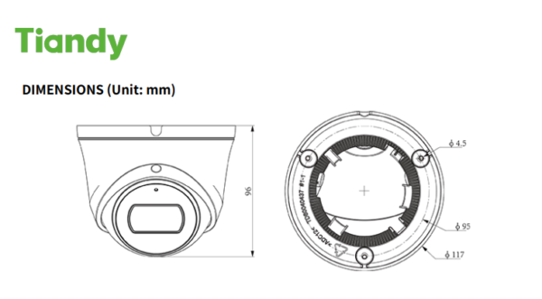 دوربین مداربسته تیاندی تحت شبکه چهار مگاپیکسل TC-C34XS Spec:I3W/E/Y/2.8mm/V4.2 - Image 2