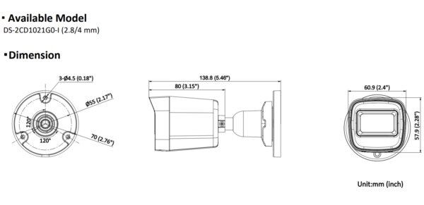 دوربین مداربسته هایک ویژن تحت شبکه دو مگاپیکسل DS-2CD1021G0-I - Image 2